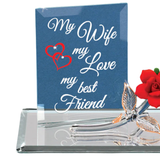 My Wife My Best Friend Rose Figurine Handcrafted Glass Gift for Wife