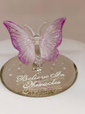 Believe in Miracles Butterfly Figurine | Handcrafted Glass Lavender Butterfly