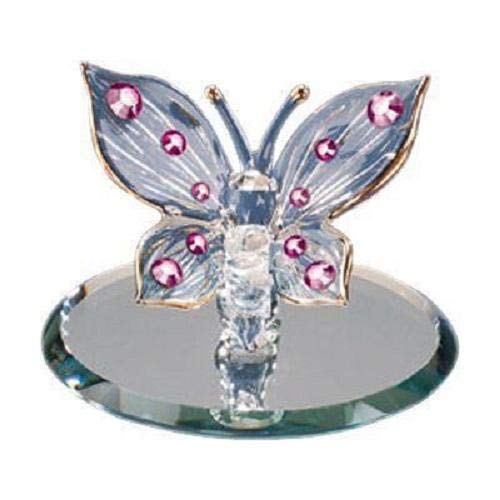 Butterfly with Pink Crystal Glass Handcrafted Figurine