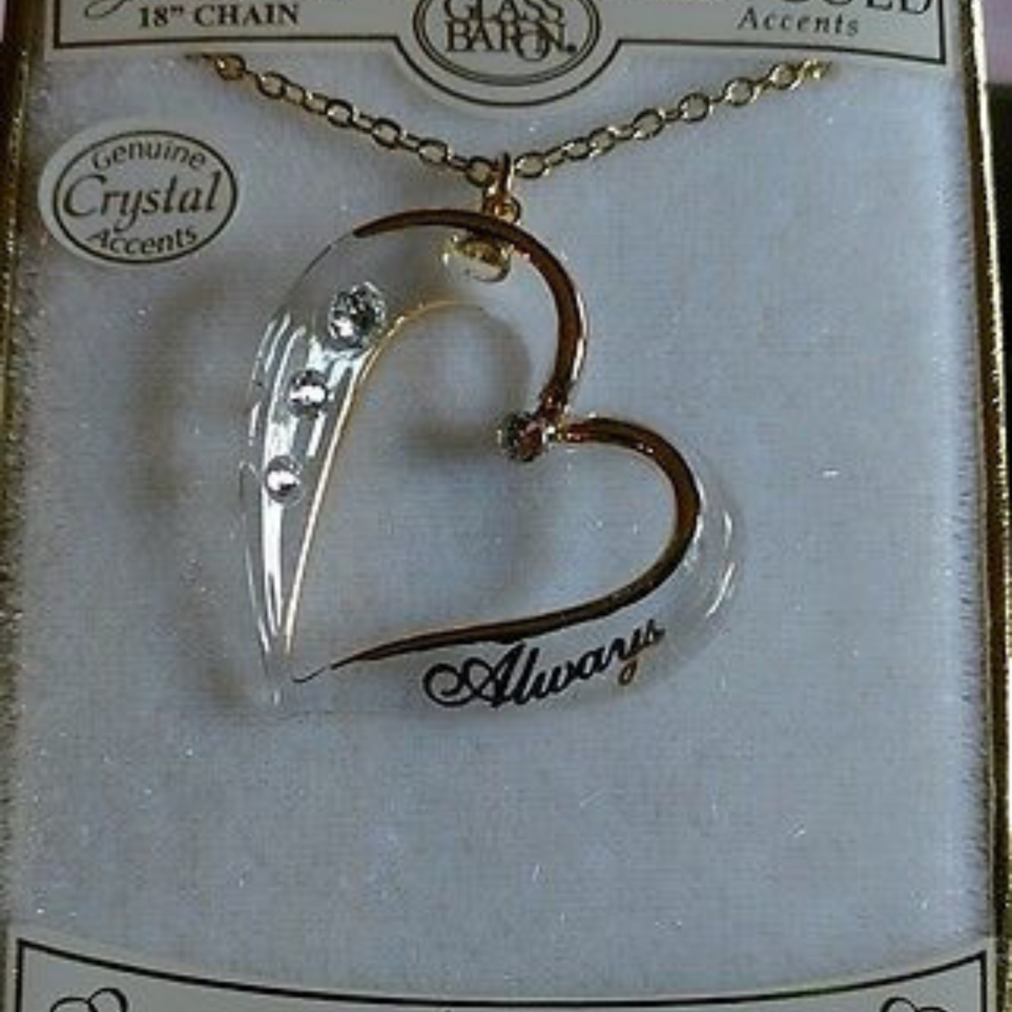 Always Crystal Heart Necklace | 22K Gold Accents | Romantic Love Gift Jewelry