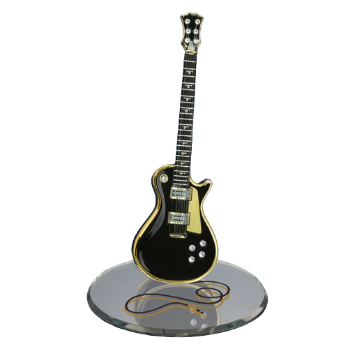 Glass Baron Black Classic Guitar Handcrafted Figurine