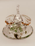 Lucky Elephant Glass Figurine | Handcrafted Elephant Decor with Clover and Crystal Eyes