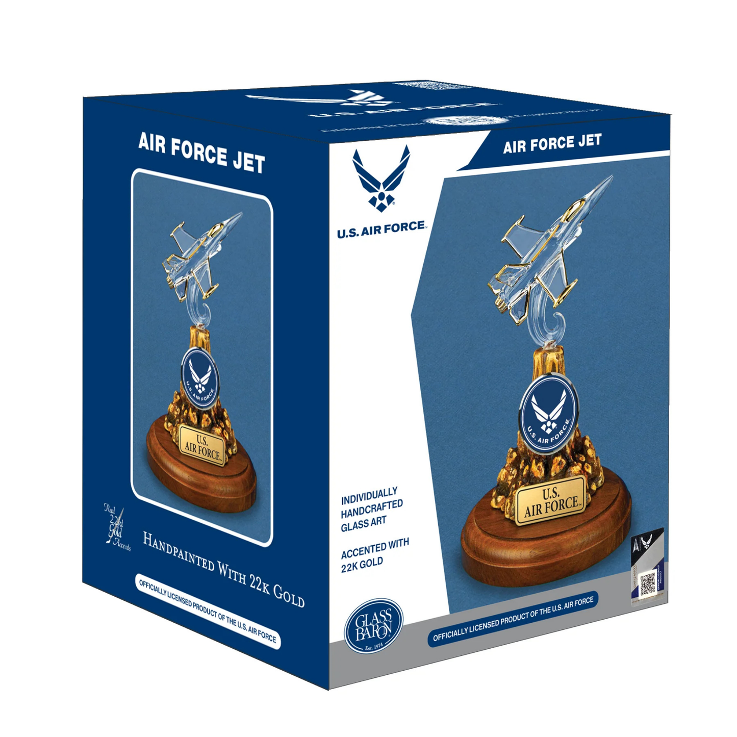 U.S. Air Force F-16 Fighter Jet Glass Figurine Gift | Military Aviation Decor