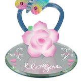 Butterfly on Heart Glass Figurine with Crystals I Love You Romantic Gift
