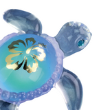 Baby Aloha Sea Turtle Figurine with Crystal Accents Handcrafted Glass Collectible