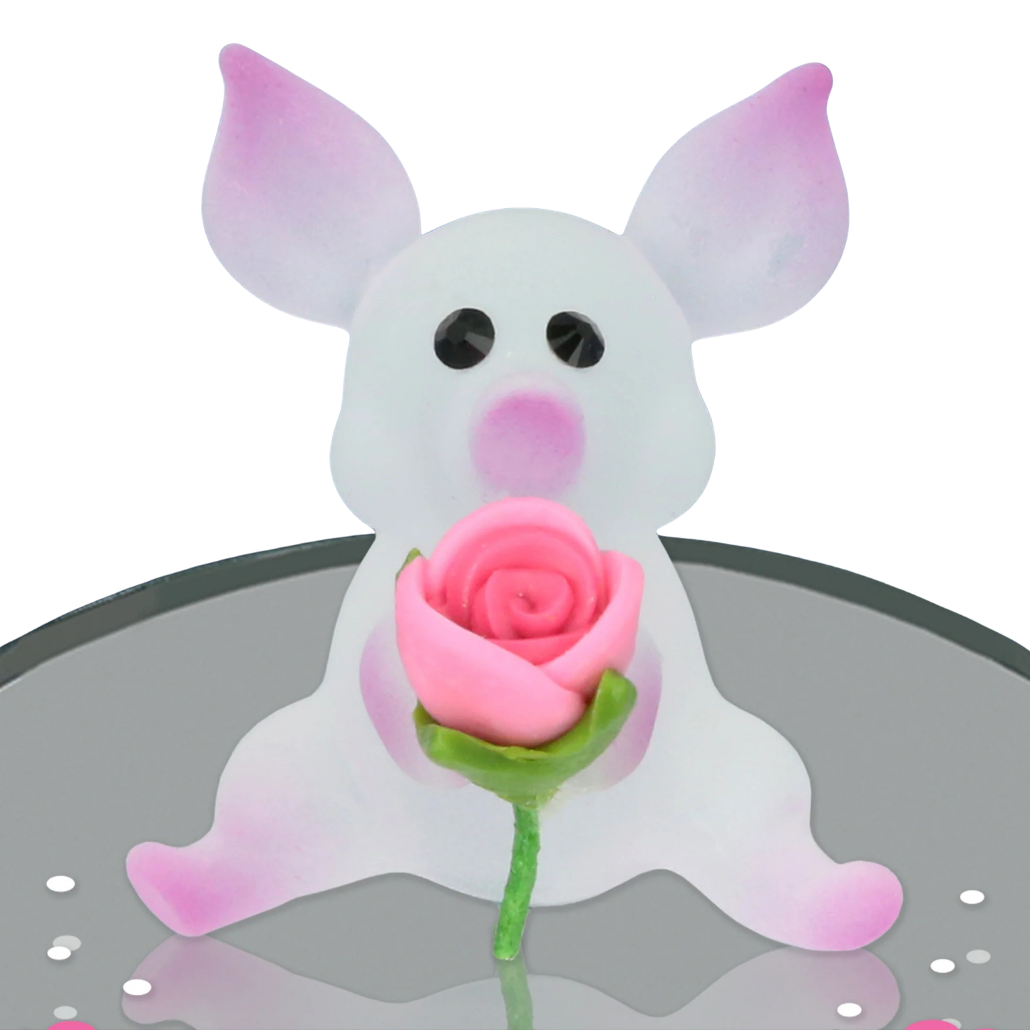 Pig Figurine with Rose, Handcrafted Glass Pig Gift, Romantic Gift, Valentine Gift, Love Collectible, Glass Decor