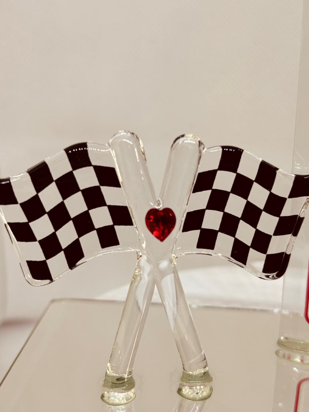 Checkered Flag Heart Race Decor | You Make My Heart Race Figurine | Car Lover Gift