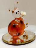 Ladybug Figurine with Flower | Handcrafted Glass Red Ladybug Gift