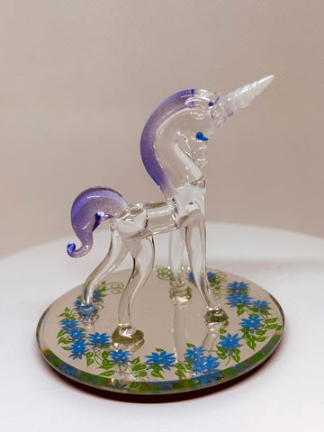 Unicorn Magical Garden Figurine | Handcrafted Glass Unicorn Decor