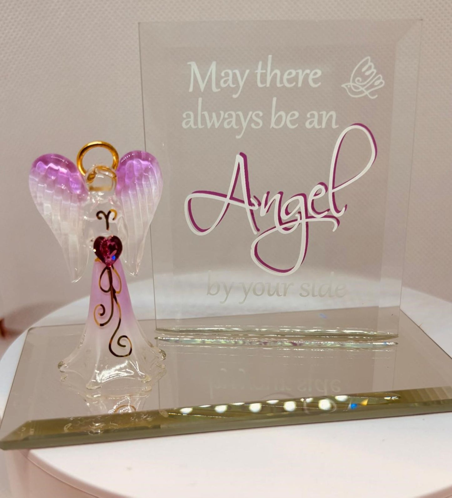 Angel By Your Side Glass Figurine | Handcrafted Angel with Crystal Heart Gift
