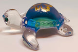 Baby Aloha Sea Turtle Figurine with Crystal Accents Handcrafted Glass Collectible