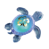Baby Aloha Sea Turtle Figurine with Crystal Accents Handcrafted Glass Collectible