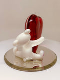 Glass Bear Figurine I Love You Bear Romantic Gift for Her, Handcrafted Glass Art Decoration