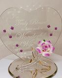 Pink Rose Truly Blessed Wife Figurine | Handcrafted Glass Gift for Wife or Anniversary