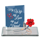 My Wife My Best Friend Rose Figurine Handcrafted Glass Gift for Wife