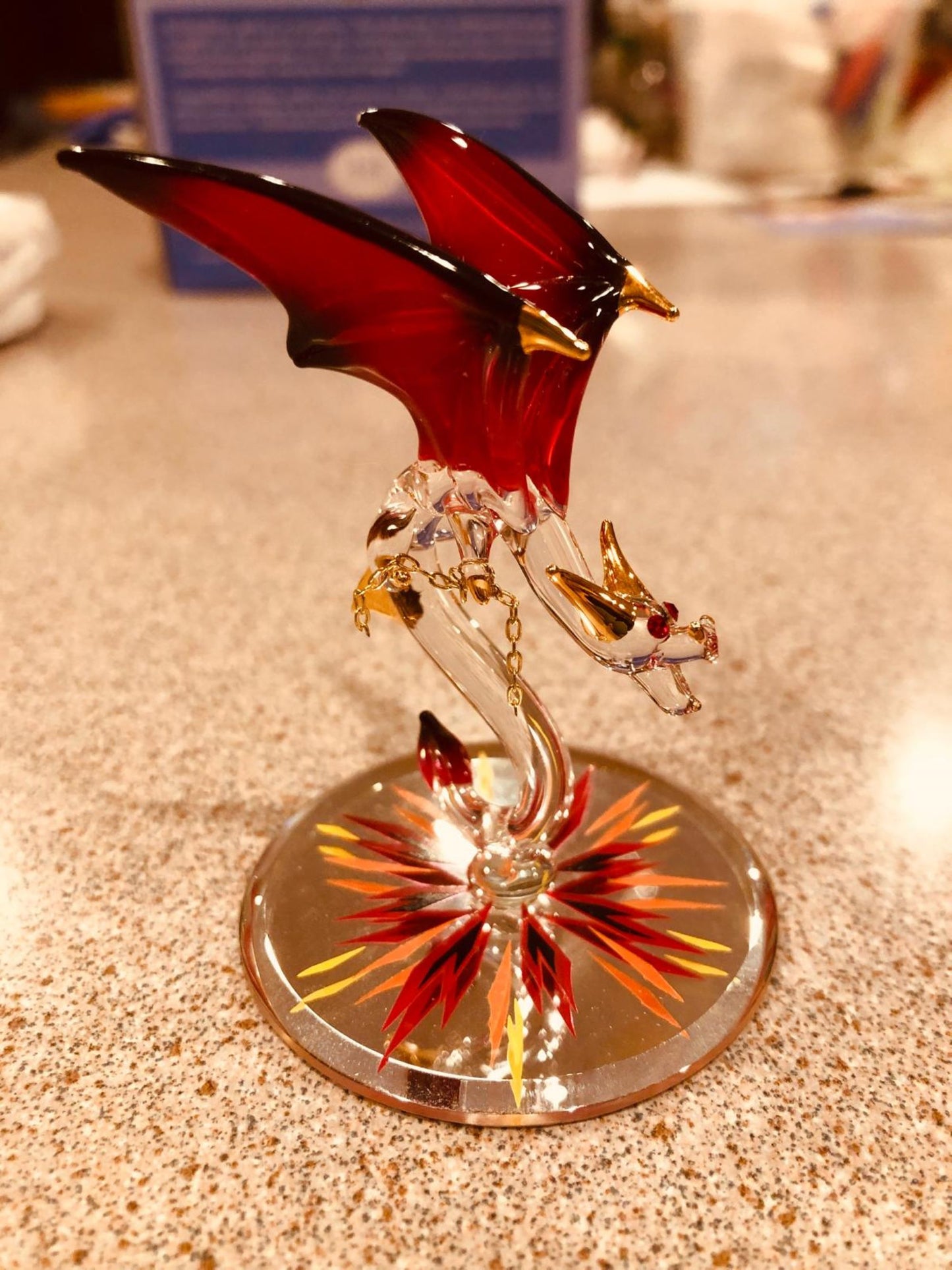 Glass Red Dragon Dynamite Figurine Crystal Dragon Figurine, Room Decor, Fantasy Dragon Decor, Holiday Gifts