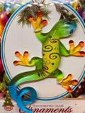Christmas Gecko Ornament | Glass Gecko Holiday Tree Decoration