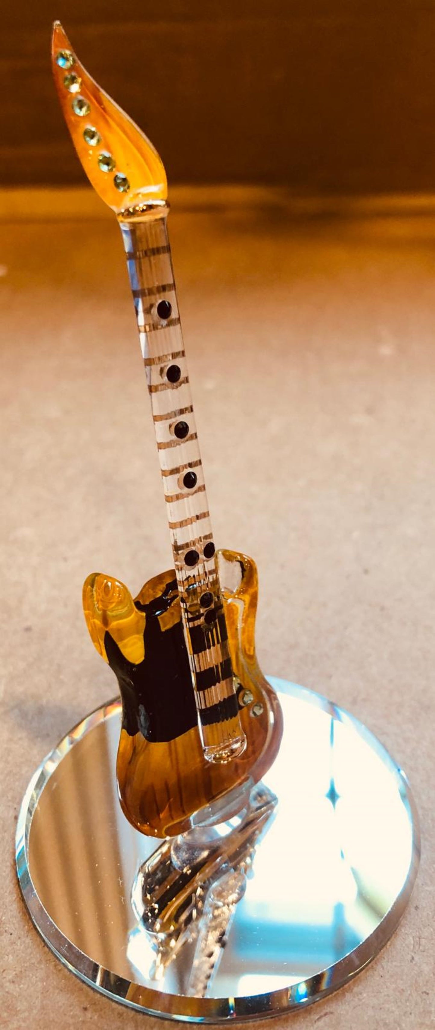 Electric Guitar Glass Figurine Gift | Music Lover Collectible Home Decor