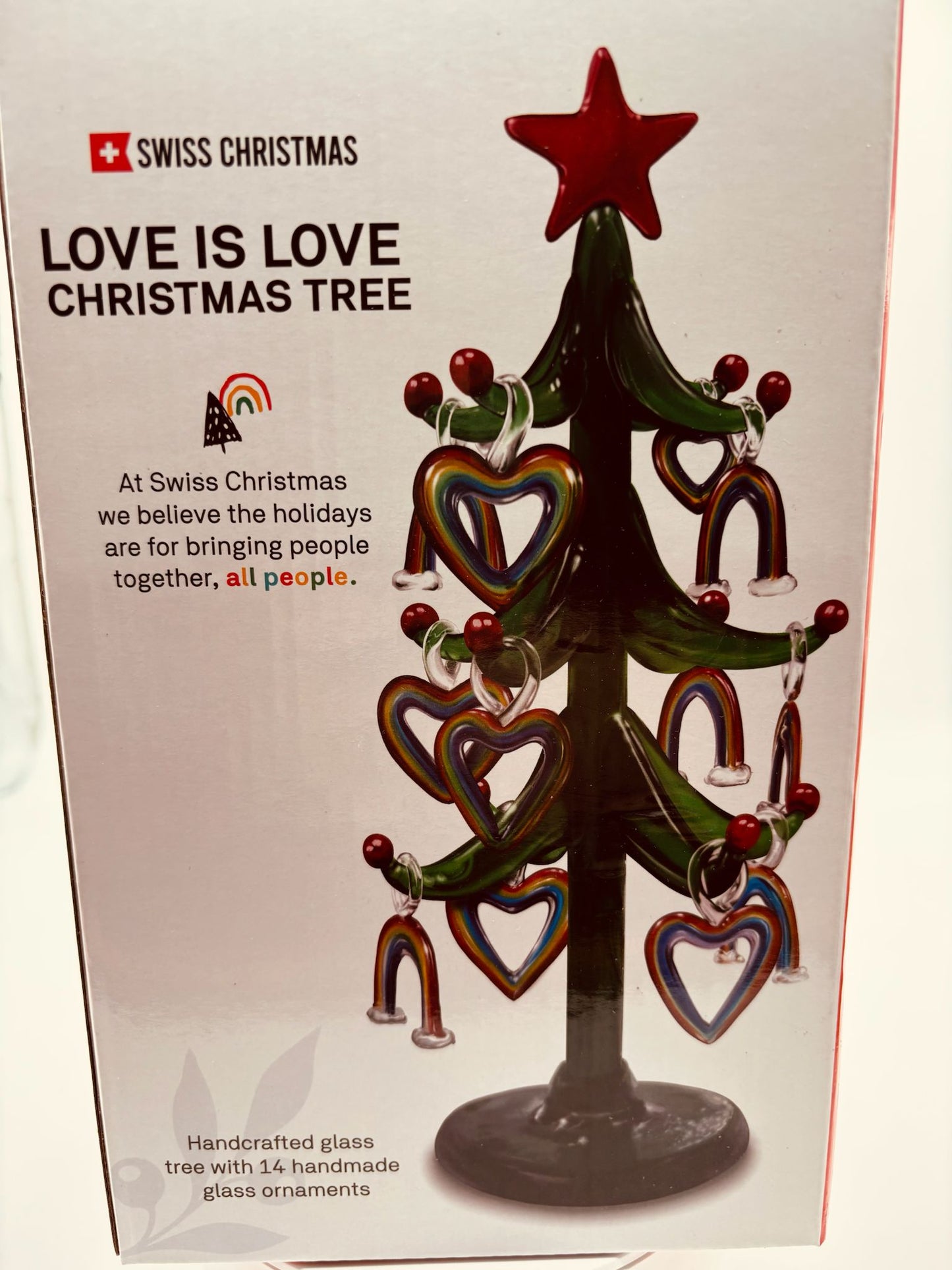 Love Is Love Rainbow Glass Christmas Tree Figurine 6”