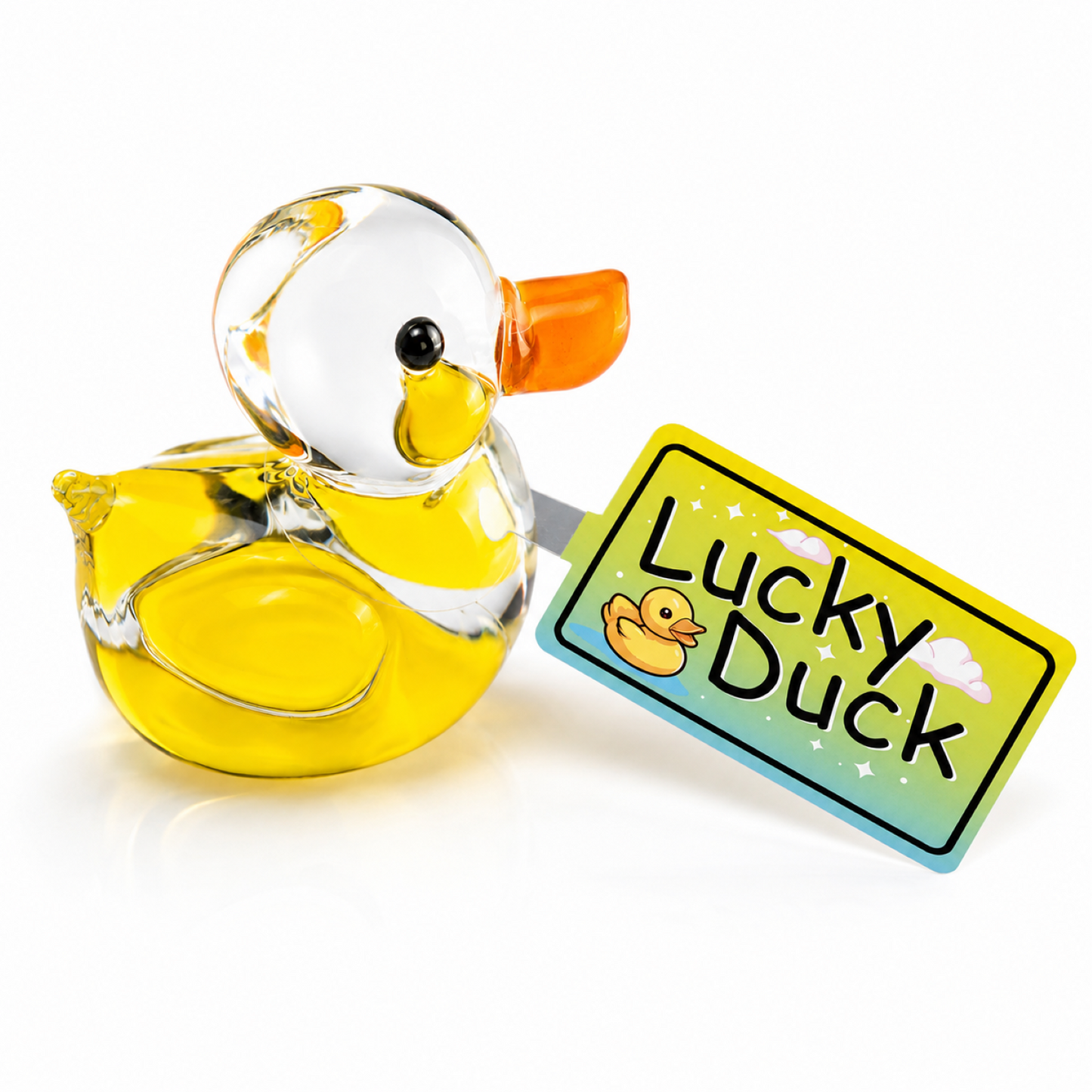 Yellow Duck Glass Figurine – “Lucky Duck” Handcrafted Miniature Gift Decor