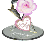 Pink Rose & Hummingbird Figurine, Forever & Always Flower Gift, Mother's Day Gift, Anniversary Gift, Wedding Gift, Home Decor