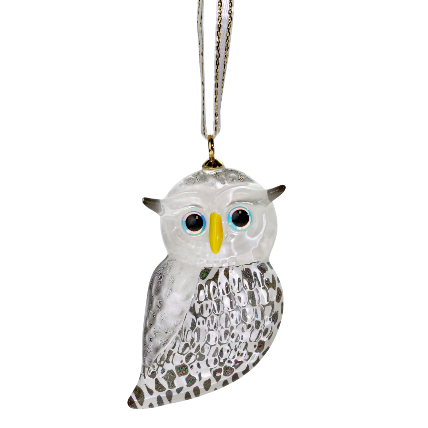 Snow owl glass ornament for Christmas tree décor