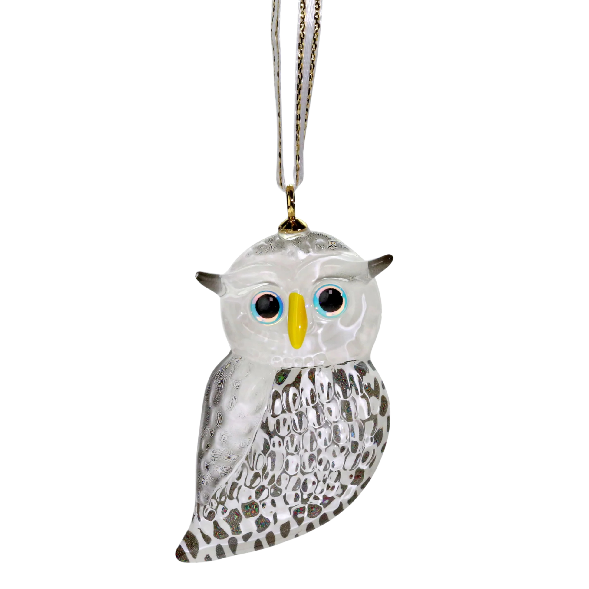 Snow owl glass ornament for Christmas tree décor