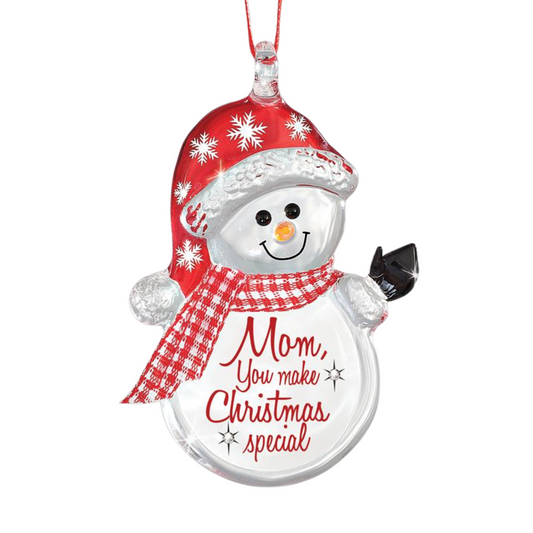 Snowman Mom Christmas Ornament with Crystals Cute Holiday Gift for Mom