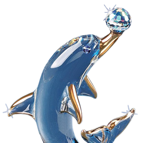 Glass Dolphin with Crystal Ball Collectible Figurine
