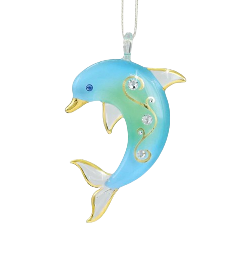 Dolphin Ornament, Dolphin Glass Ornament, Handcrafted Ornament, Home Décor