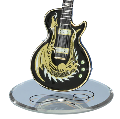 Glass Baron Dragon Guitar Figurine with Crystal Accents