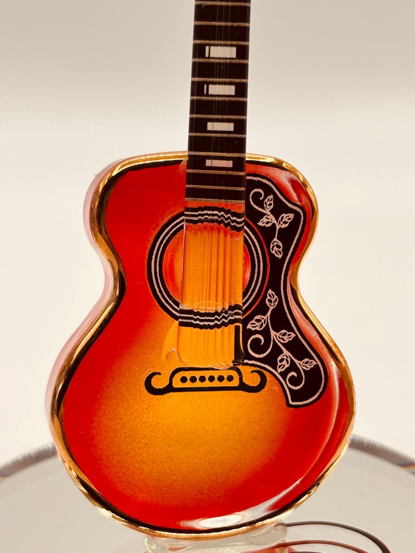 Acoustic Cherry Guitar Glass Figurine | Music Lover & Musician Gift Decor