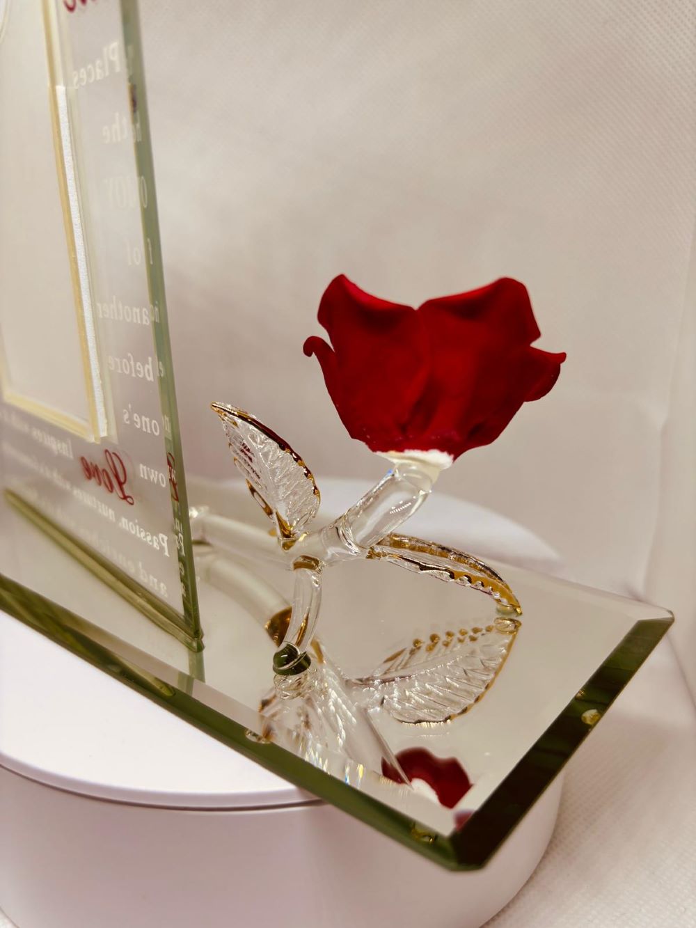 Love is Beautiful Picture Frame | Handcrafted Glass Frame with Rose Design