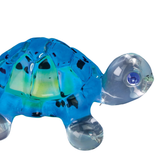 Bright Blue Turtle Figurine Handcrafted Glass Art with Blue Crystal Eyes