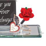 Red Rose Glass Figurine  Forever & Always Anniversary Gift