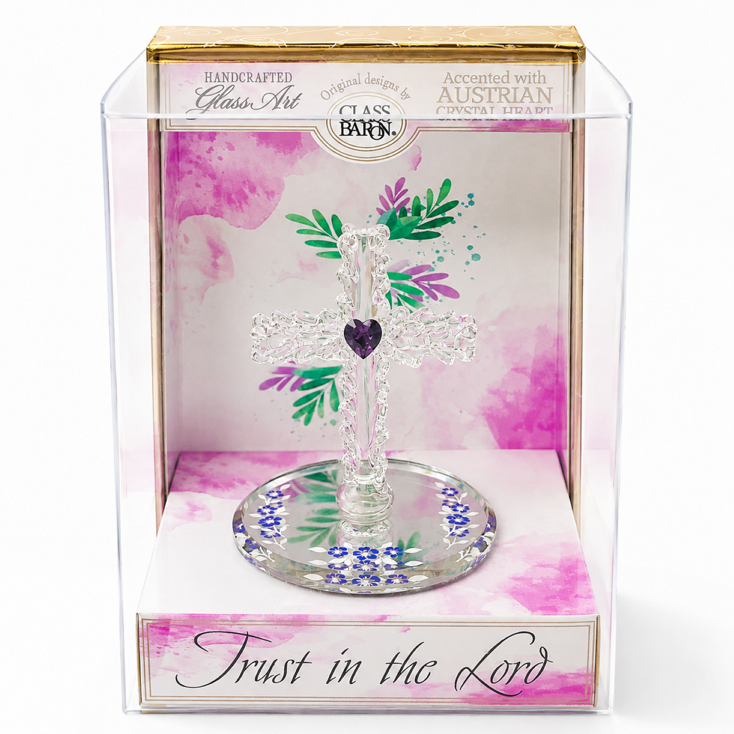 Christian Cross Glass Art Gift Box – Faith Decor, Religious Gift, Trust in the Lord