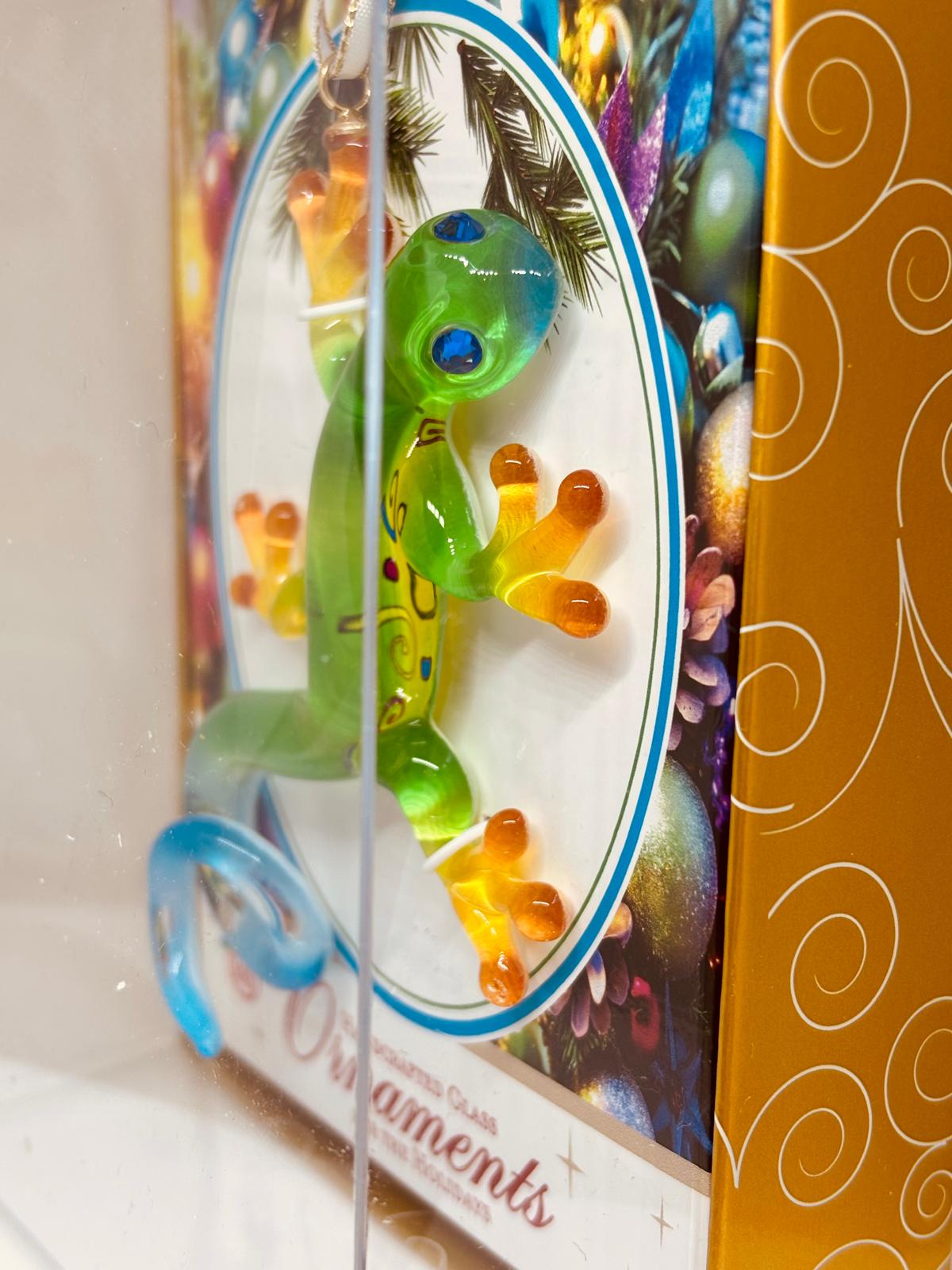 Christmas Gecko Ornament | Glass Gecko Holiday Tree Decoration
