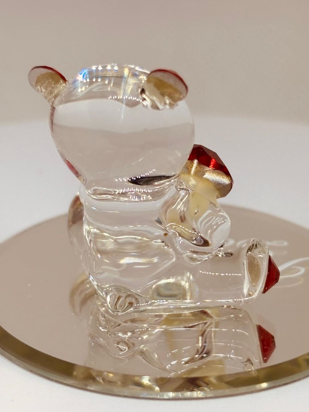 "I Love You" Bear Figurine | Handcrafted Glass Bear with Crystal Heart