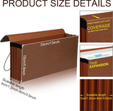 Expanding File Wallet, 3.5-inch Brown Expansion File Pocket with Elastic Cord Closure and Lid - 5 Pcs