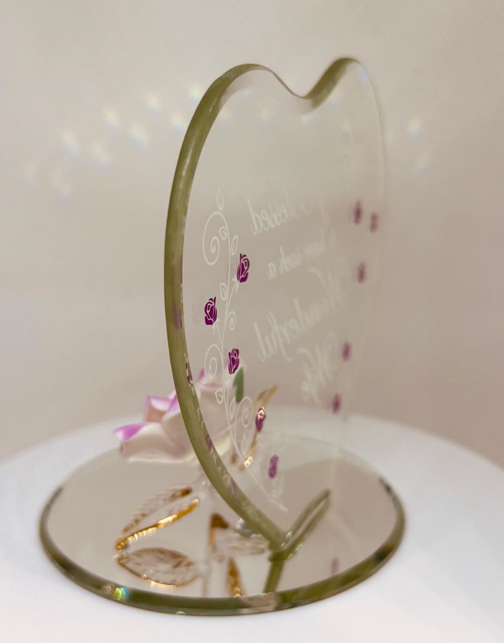 Pink Rose Truly Blessed Wife Figurine | Handcrafted Glass Gift for Wife or Anniversary