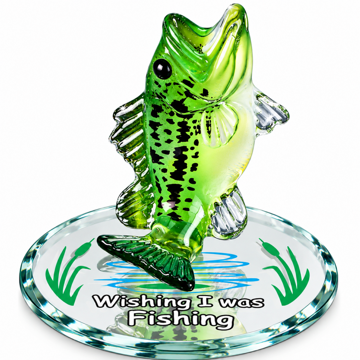 Largemouth Bass Figurine, Glass Fishing Decor, Fishing Gift for Anglers