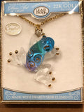 Frog Necklace, Blue Frog Pendant, Handcrafted Frog Jewelry, Holiday Christmas Gifts