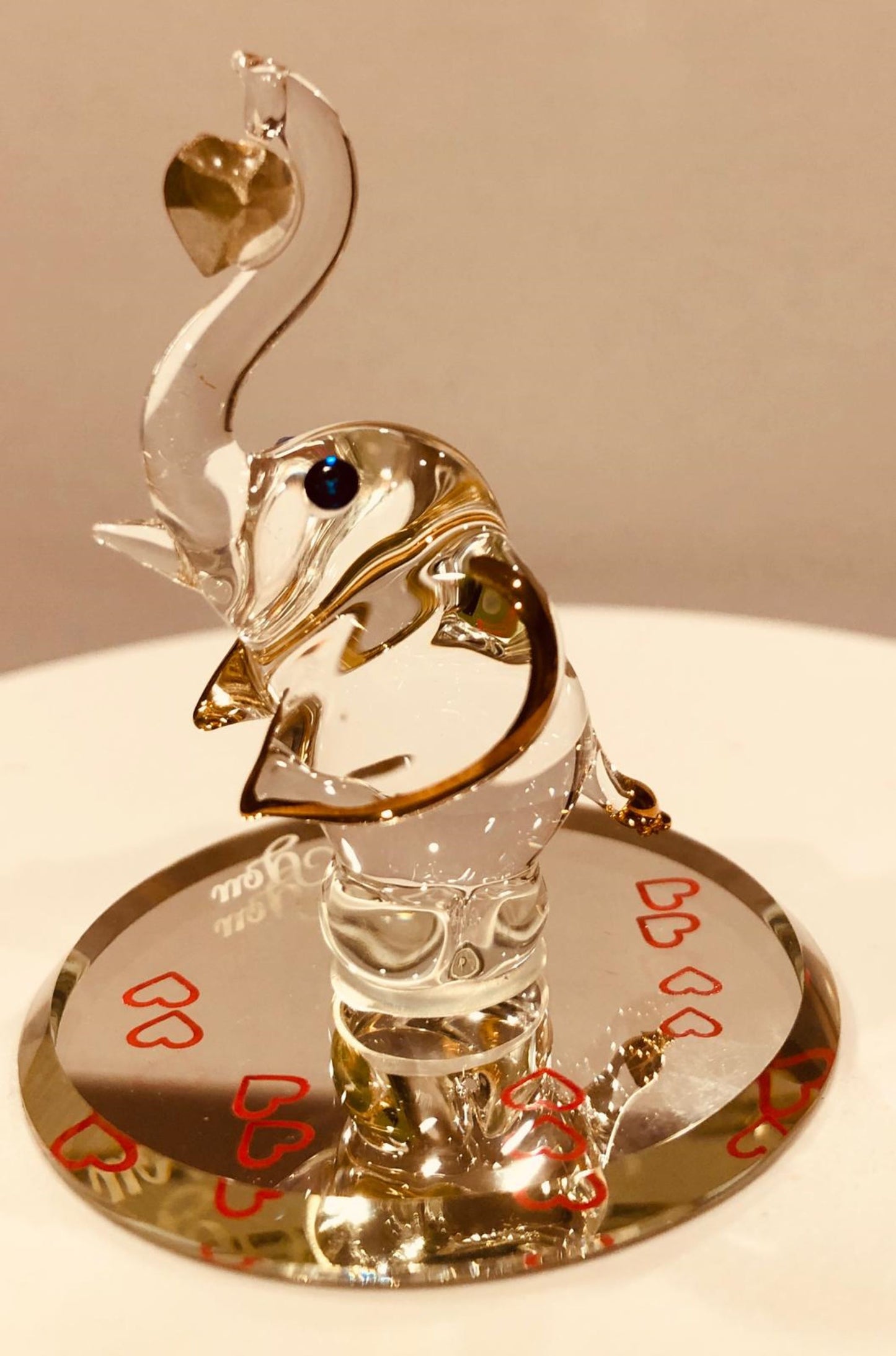 Glass Elephant Figurine Love Gift for Her Romantic Animal Collectible Mini Decor