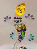 Climbing Gecko Figurine | Handcrafted Colorful Glass Lizard Art Decor