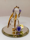 Garden Rabbit Glass Figurine | Handcrafted Bunny with Purple Rose