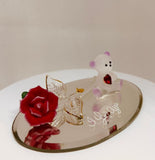 Sweetheart Bear Figurine | Handcrafted Glass Bear with Red Heart and Rose | I Love You Gift