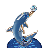 Handcrafted Glass Dolphin Figurine with Crystal Ball Ocean Collectible Gift