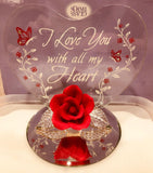 Handmade Rose "All My Heart" Figurine, Anniversary Holiday Couple Gift