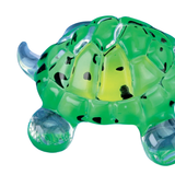 Bright Green Turtle Figurine Handcrafted Glass Collectible with Crystal Eyes