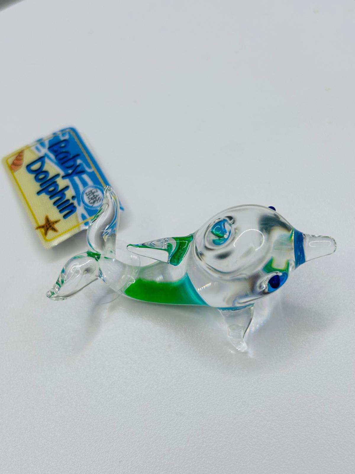 Baby Dolphin Glass Figurine – Handcrafted Ocean Decor Gift